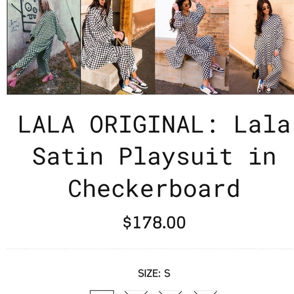 LALA ORIGINAL: Lala Satin Playsuit in Checkerboard - Picture 3 of 10